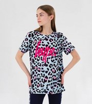 HYPE KIDS Blue Leopard Print Logo T-Shirt